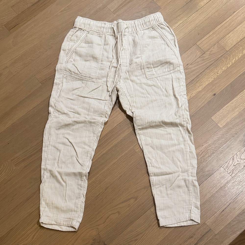 Women’s Beige Striped Ankle Pants